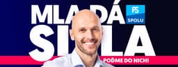 Michal Truban na bilborde Progresívneho Slovenska a Spolu pred parlamentnými voľbami 2020. Foto Facebook/Progresívne Slovensko