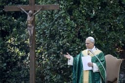 Pápež Lev XIV. slúži špeciálnu svätú omšu za ochranu stvorenia v Castel Gandolfo. Foto: Backgrid USA / Profimedia