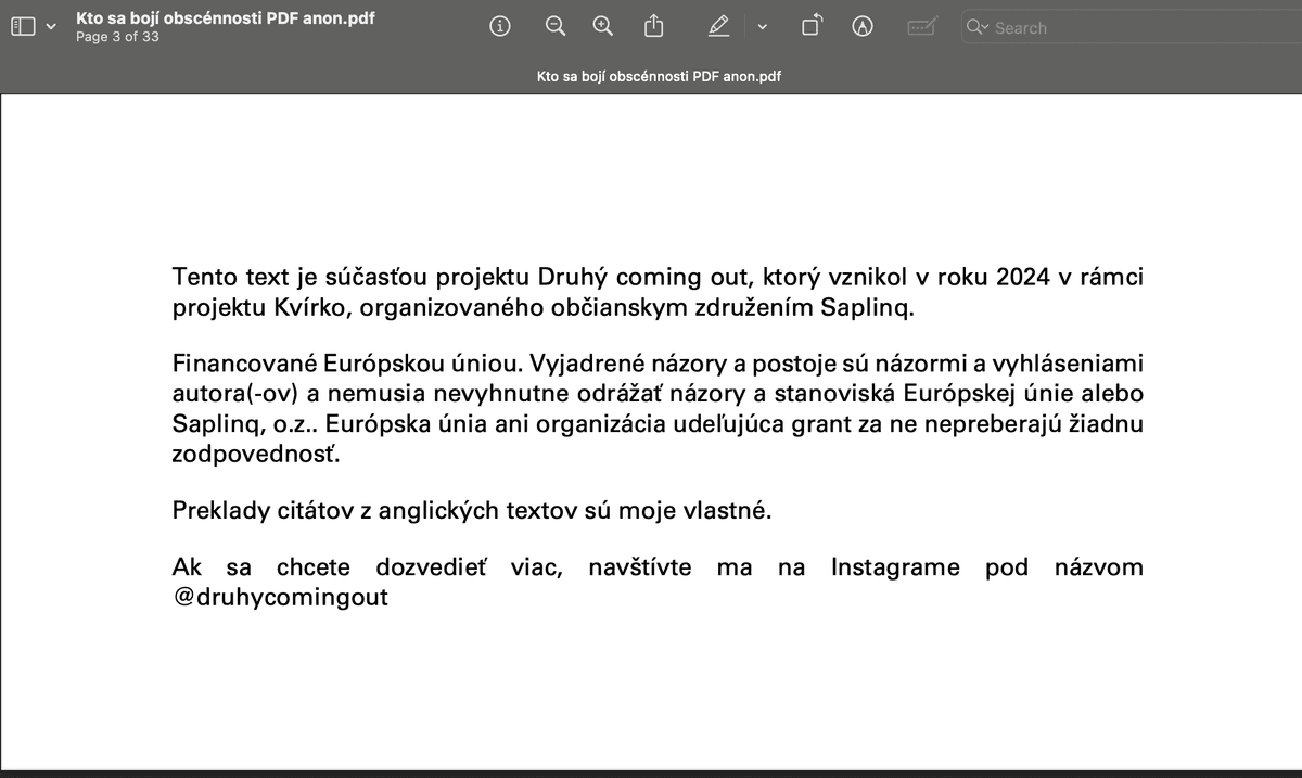 Dokument Kto sa bojí obscénnosti, strana 3. Zdroj: Reprofoto Marker