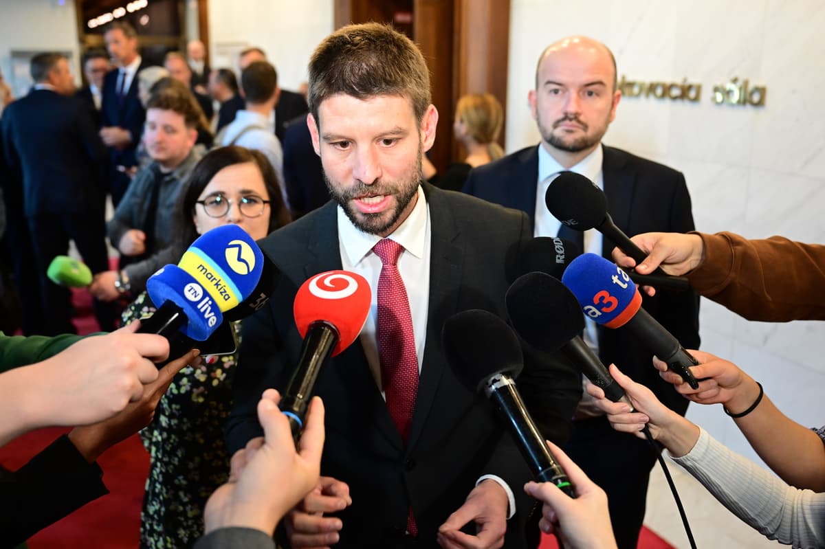 Michal Šimečka po schválení novely ústavy. Foto Novák/TASR