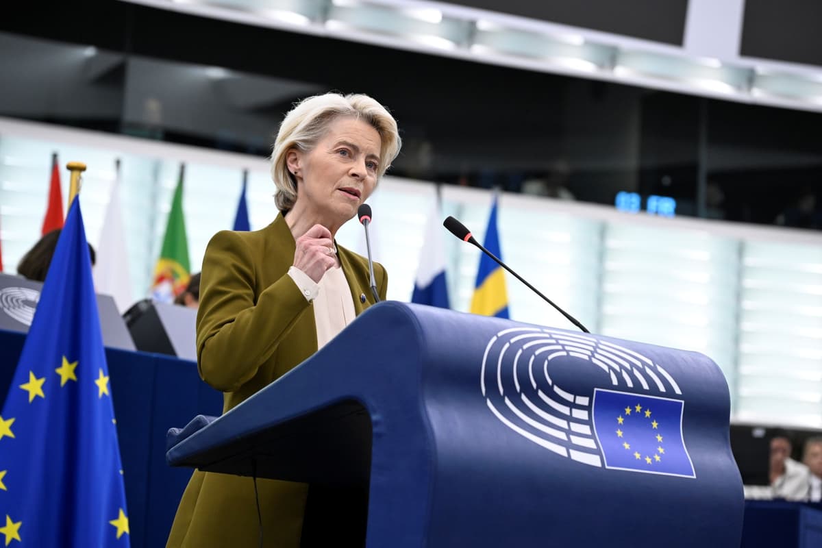 Ursula von der Leyenová počas výročného prejavu o stave Únie na pôde EP v Štrasburgu v stredu 10. septembra 2025. Foto: TASR/AP