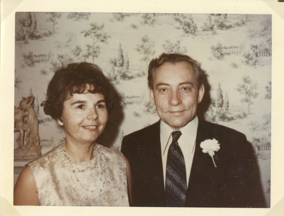 Karol Strmeň s manželkou Oľgou v deň striebornej svadby, Montreal, Kanada (28. november 1971). Foto: archív M. M.