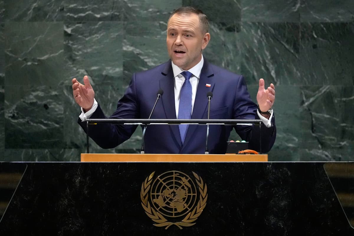 Na snímke prezident Poľska Karol Nawrocki reční počas zasadnutia Bezpečnostnej rady OSN o Gaze v sídle OSN v New Yorku v utorok 23. septembra 2025. Foto: TASR/AP