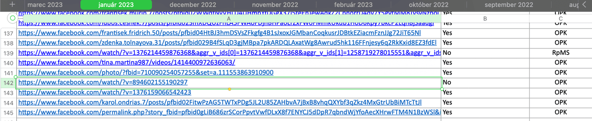 Link na video Zomri v zdieľanom dokumente, v ktorom úradníci koordinovali nahlasovanie príspevkov spoločnosti Meta. Reprofoto Marker