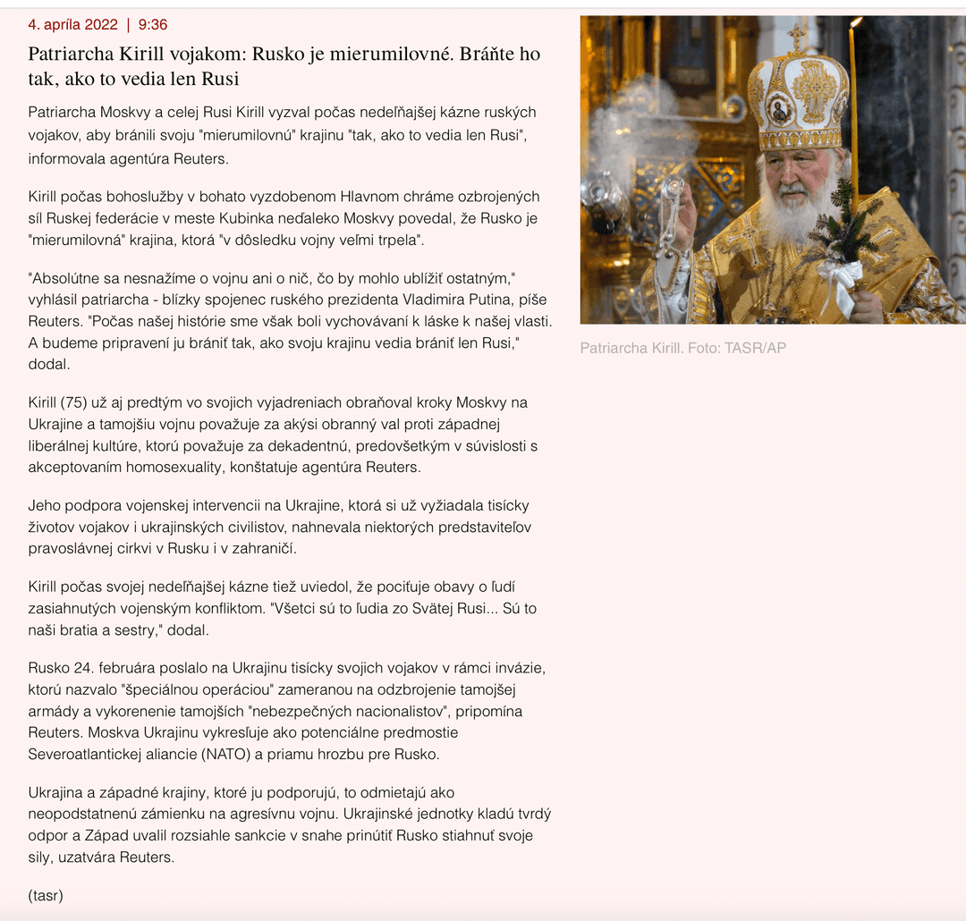 Text, ktorý z TASR prebral denník Štandard a následne link naň nahlásili úradníci Facebooku. Reprofoto Marker