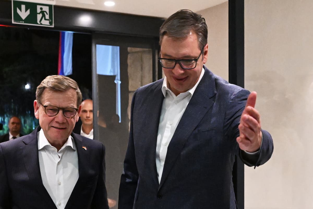 Aleksandar Vučič a Johann Wadephul. Foto: TASR/AP