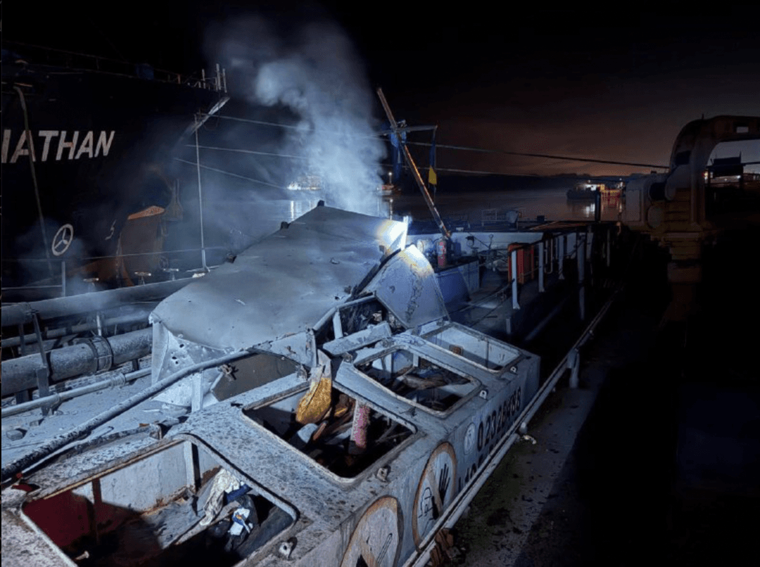 Prístav v Odese po útoku. Foto: OleksiiKuleba/Telegram