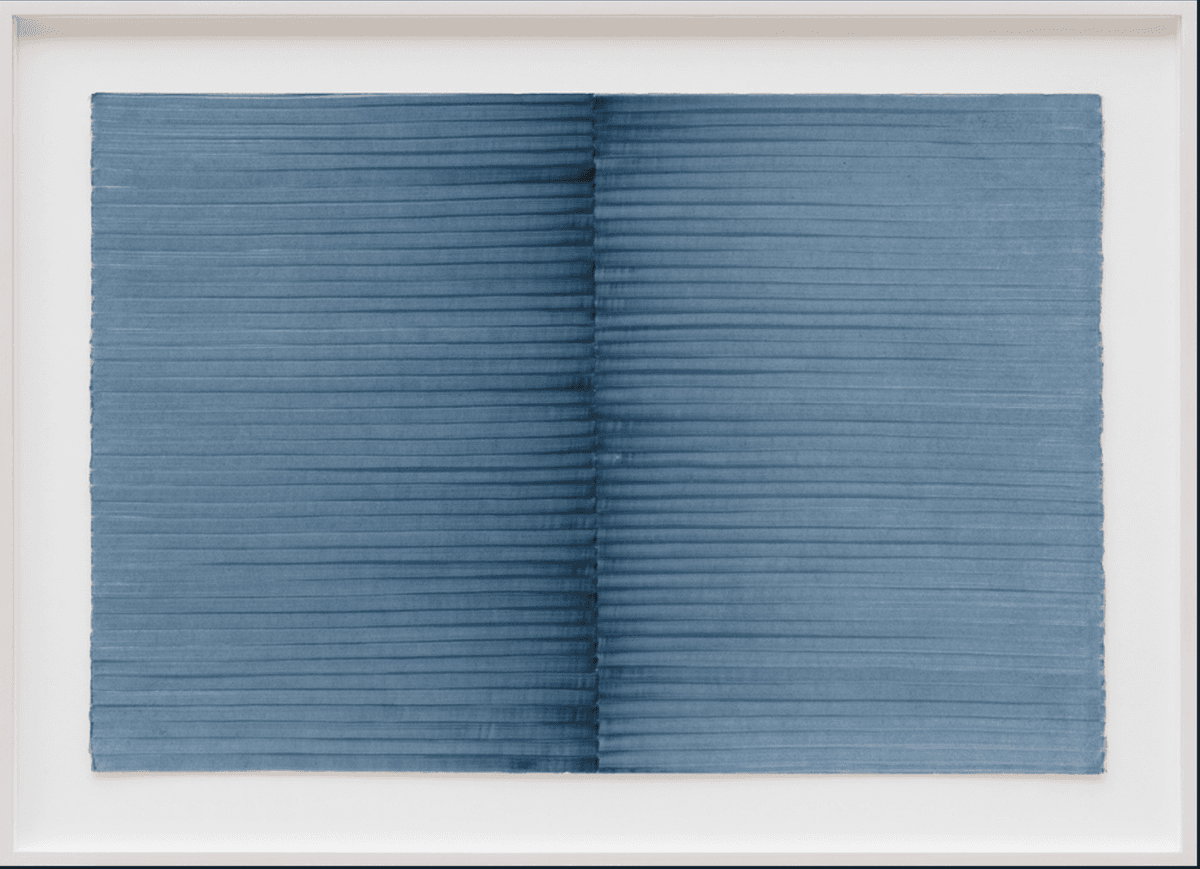 Irma Blank - Schriftzug=Atemzug, Übung am 25-6-88 (rok 1980). Foto Wikiart