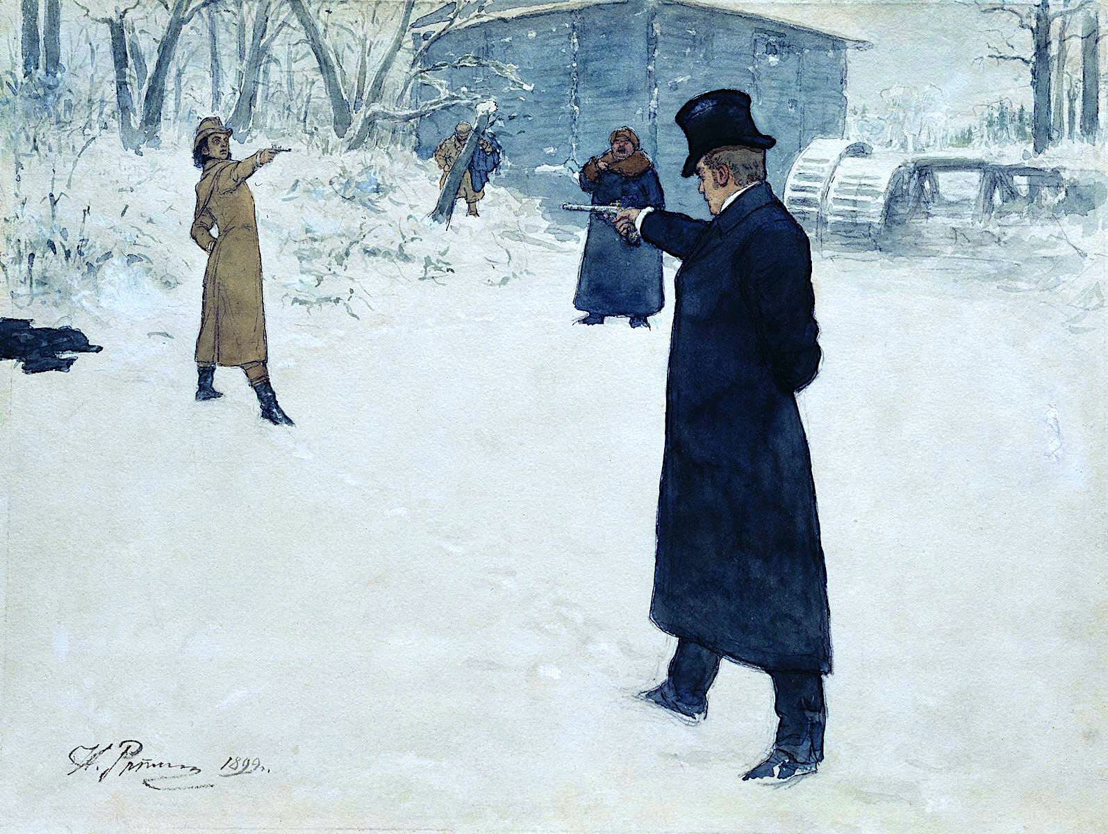 Iľja Repin: Súboj Onegina a Lenského (1899), foto: wikimedia