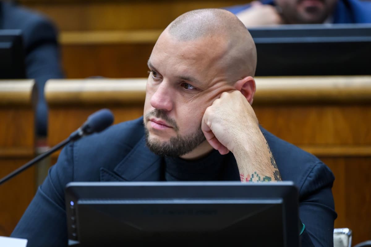 Michal Sabo (Progresívne Slovensko) počas hlasovania na 35. schôdzi NR SR v Bratislave v utorok 17. júna 2025. Foto: TASR/AP