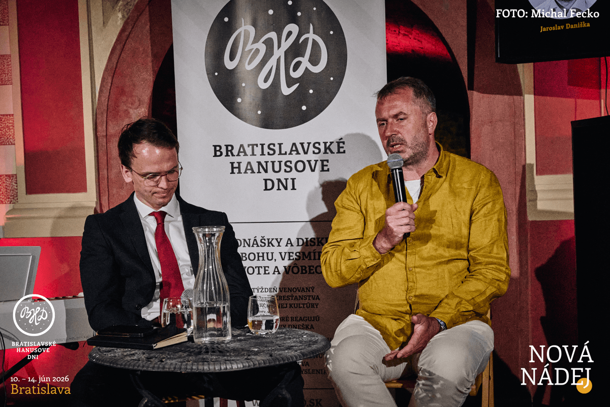 Jaroslav Daniška a Samuel Trizuliak počas diskusie na Hanusovych dňoch. Foto: Anton Hric/SLH
