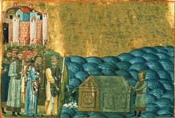 Nájdenie a vyzdvihnutie relikvií svätého pápeža Klementa. Menológium Bazila II. Foto: Wikikemdia