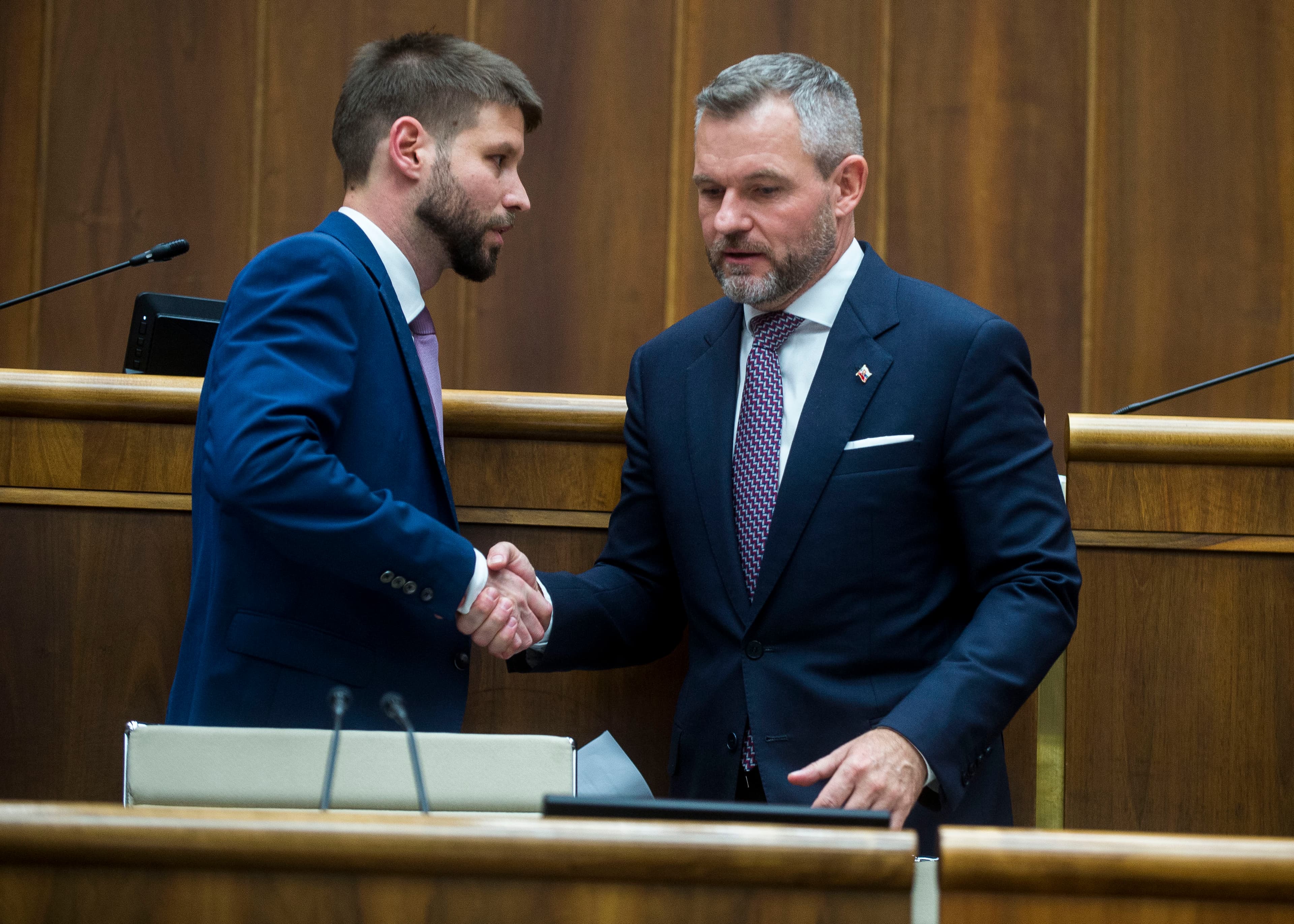 Peter Pellegrini a Michal Šimečka. Foto: TASR.