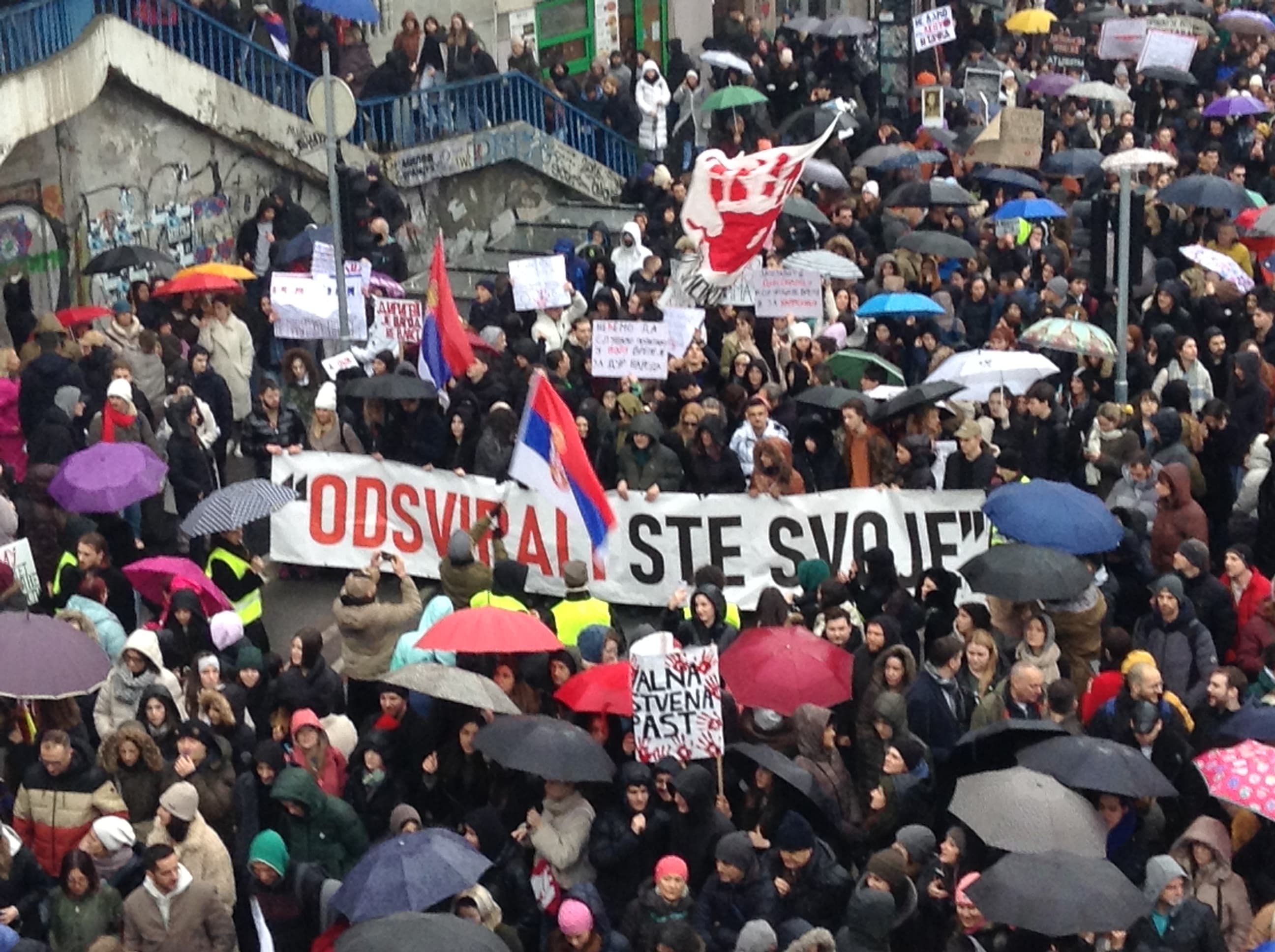 Účastníci študentského protestu v Belehrade 24. januára 2025. Archívna fotografia. Foto: Emilija Knežević/Wikimedia Commons, CC BY 4.0