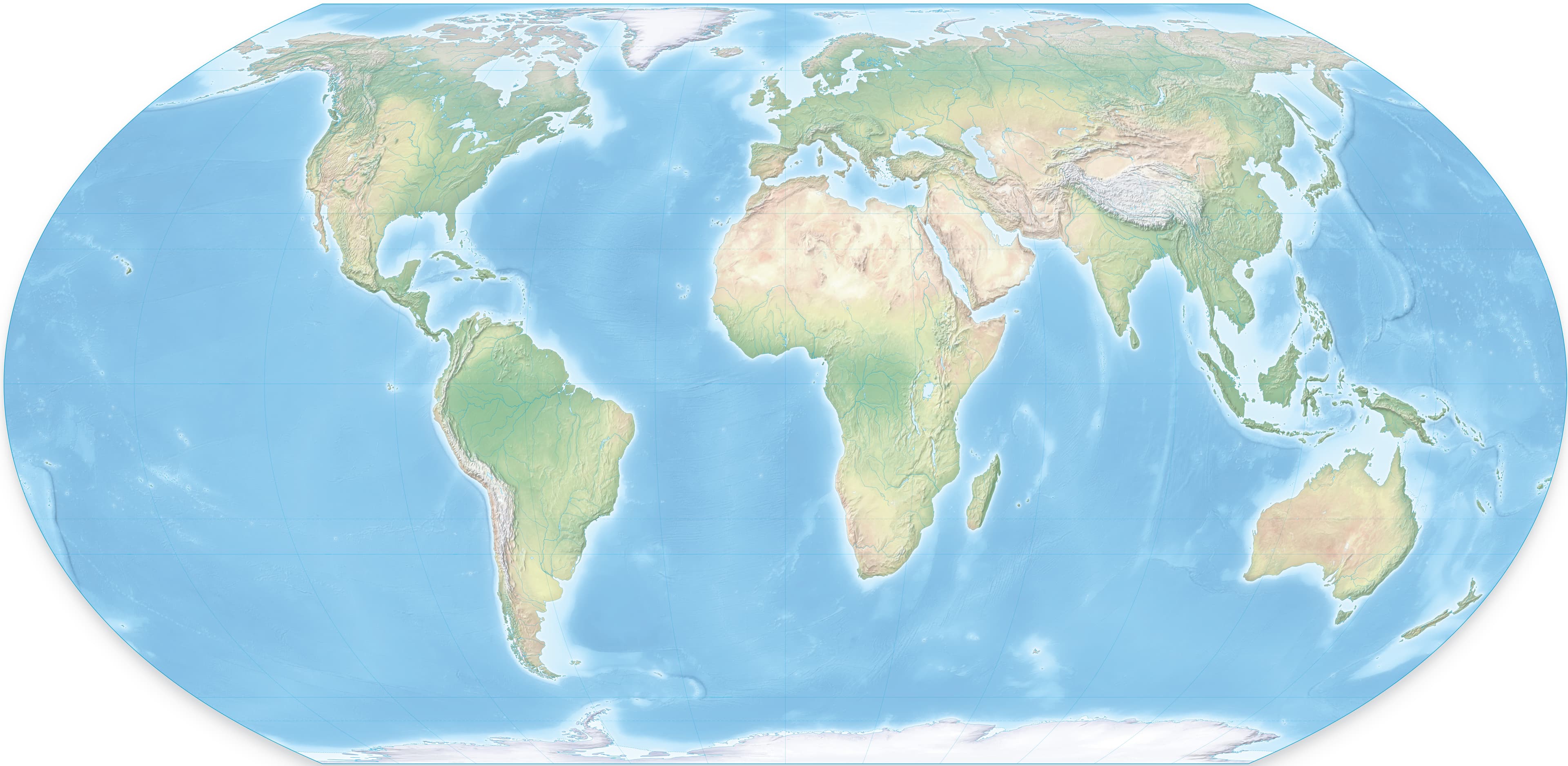 Mapa sveta v projekcii Equal Earth, ktorá vernejšie zachováva pomernú rozlohu kontinentov. Foto: Tom Patterson/Wikimedia Commons, Public Domain