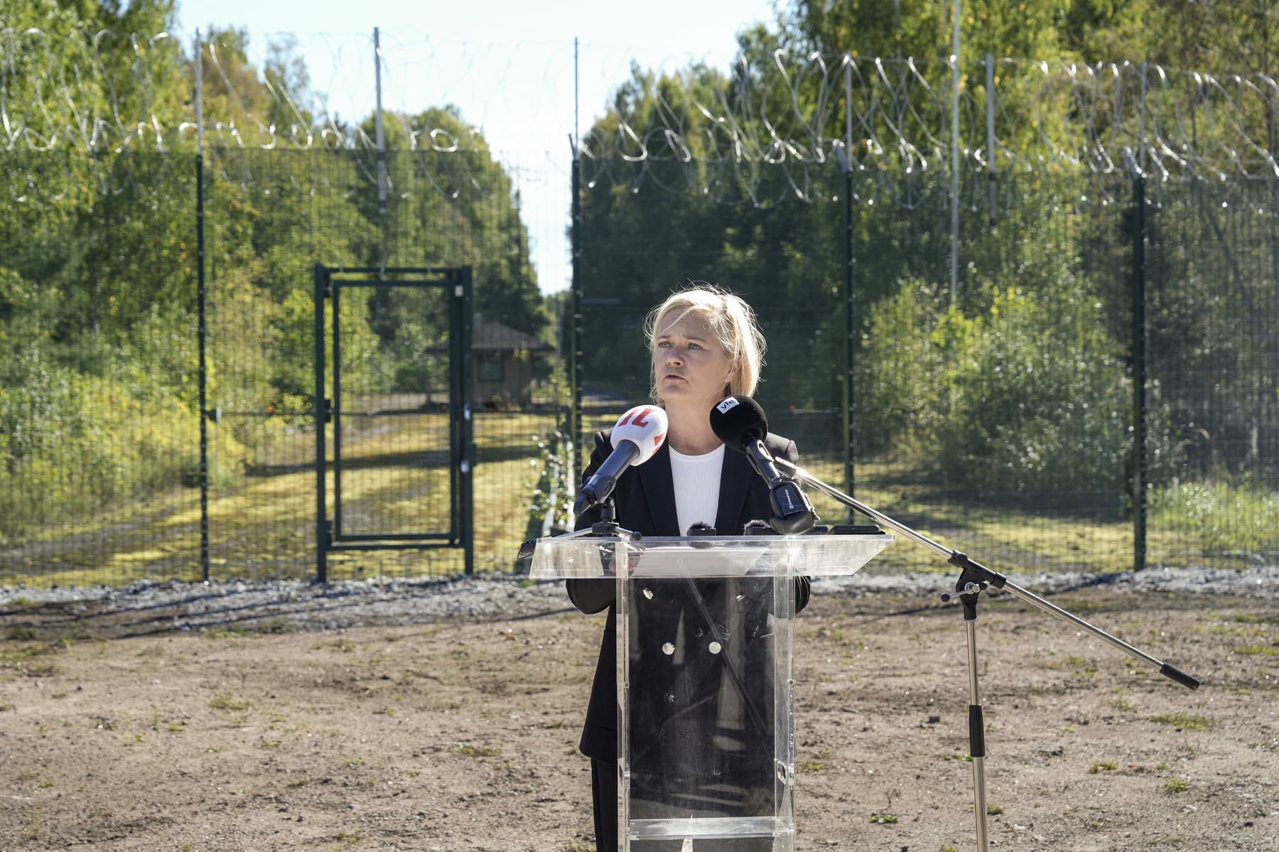 Mari Rantanenová na tlačovej konferencii neďaleko hraničného priechodu Nuijamaa 7. septembra 2026. Foto: Alessandro RAMPAZZO / AFP / AFP / Profimedia