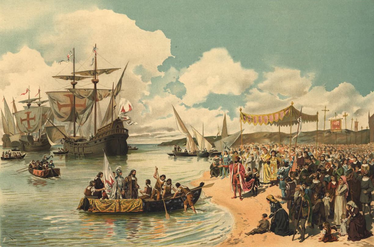 Vasco da Gama opúšťa lisabonský prístav v roku 1497, maľba Roque Gameiro. Foto: wikimedia