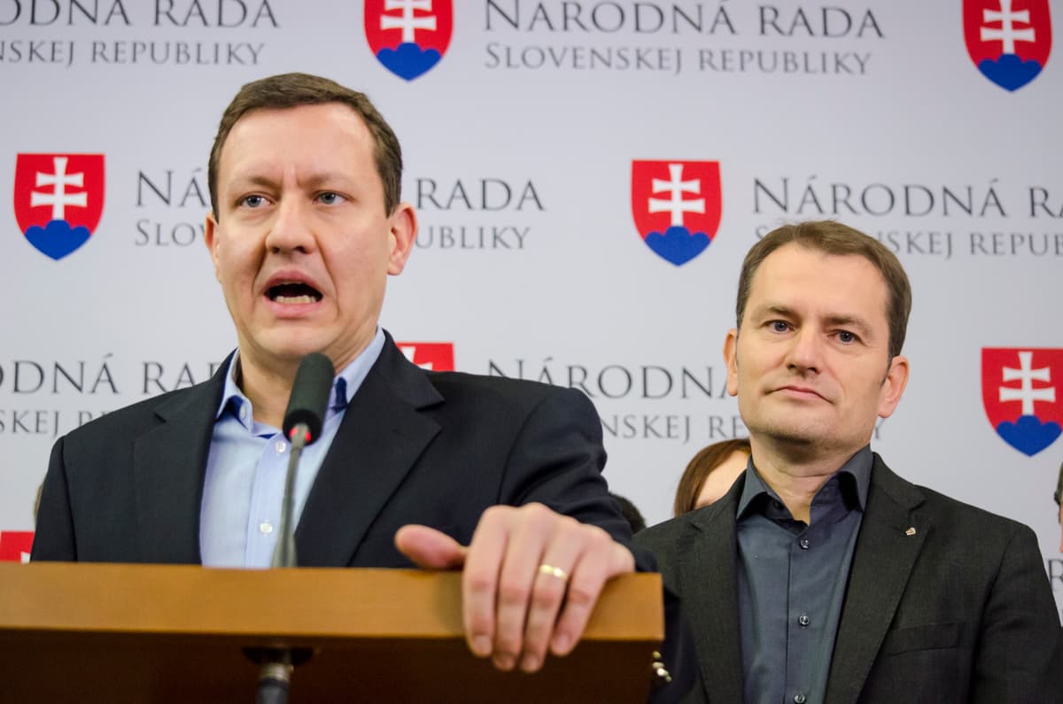 Daniel Lipšic a Igor Matovič o spoločnom postupde vo voľbách, rok 2015. Foto: TASR.
