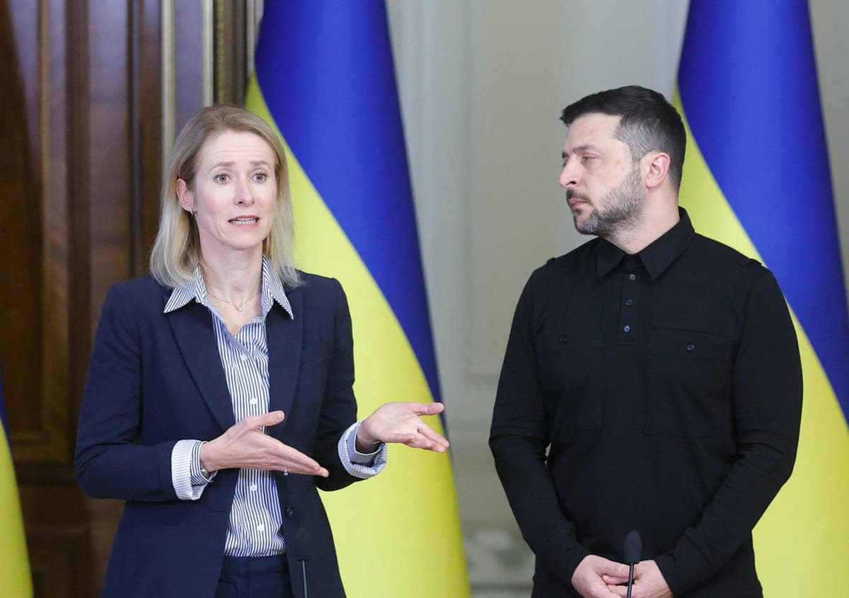 Kaja Kallasová a Volodymyr Zelenskyj. Foto: SERGEY DOLZHENKO / EPA / Profimedia