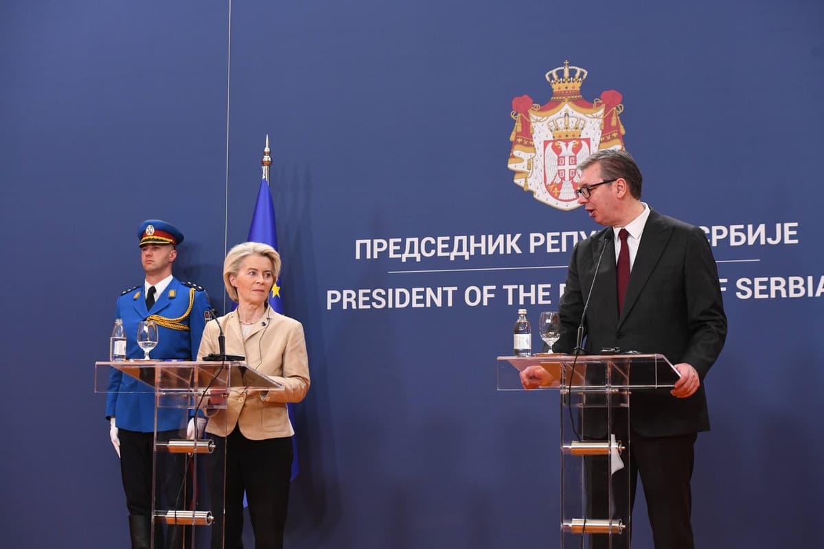 Ursula von der Leyenová a Aleksandar Vučič. Foto: MILAN ILIC/ BETAPHOTO / Sipa Press / Profimedia
