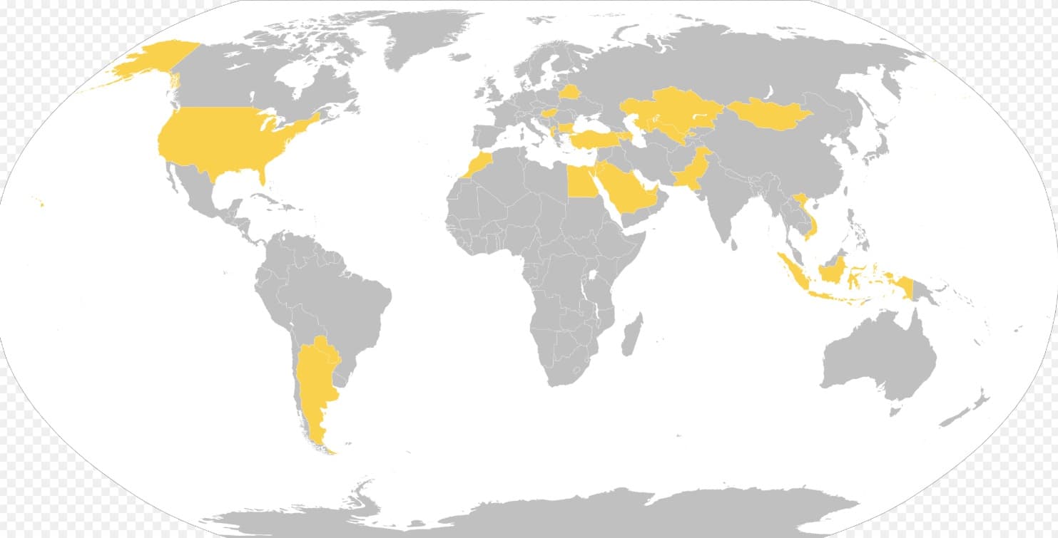 Krajiny, ktoré prijali pozvanie do Rady mieru. Zdroj: Wikipedia
