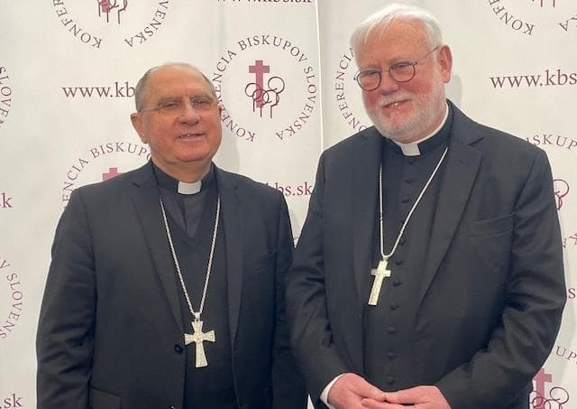 Arcibiskup Bernard Bober a arcibiskup Paul Richard Gallagher. Foto: TK KBS/Cyril Jančišin