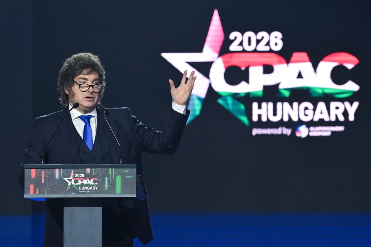 Javier Milei na Konferencii CPAC v Budapešti. Foto: TASR/AP