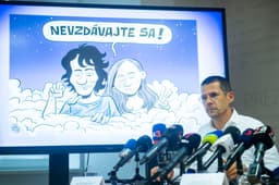 Štefan Hamran počas tlačovej konferencie na tému – Rozuzlenie. Foto: Jakub Kotian/TASR