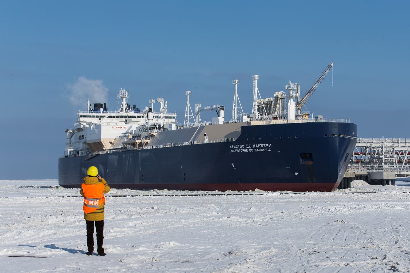 Ľadoborec na prepravu skvapalneného zemného plynu, ktorý slúži v rámci projektu Yamal LNG. Foto: Xinhua / Eyevine / Profimedia