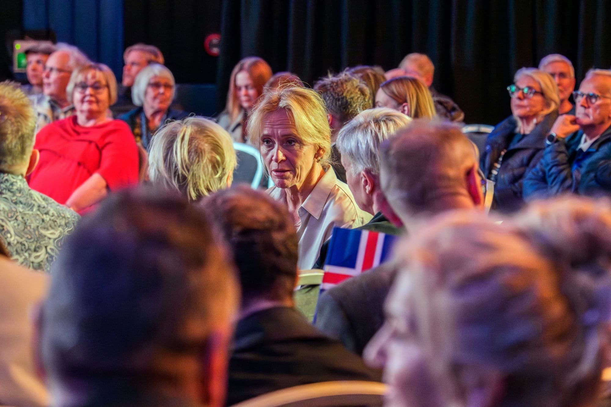Thorgerdur Katrín Gunnarsdóttir vystupuje na verejnom podujatí venovanom referendu o tom, či obnoviť prístupové rokovania s EÚ 26. augusta 2026 v Reykjavíku. Foto: TASR/AP
